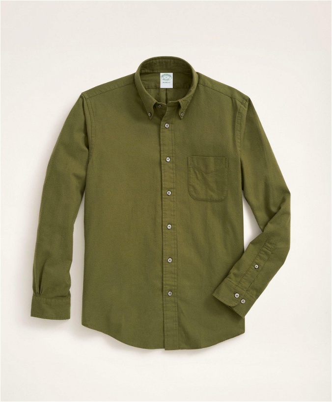 Photo: Brooks Brothers Men's Milano Slim-Fit Portuguese Flannel Shirt | Olive