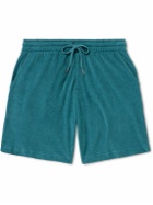 Frescobol Carioca - Augusto Cotton, Lyocell and Linen-Blend Terry Drawstring Shorts - Green