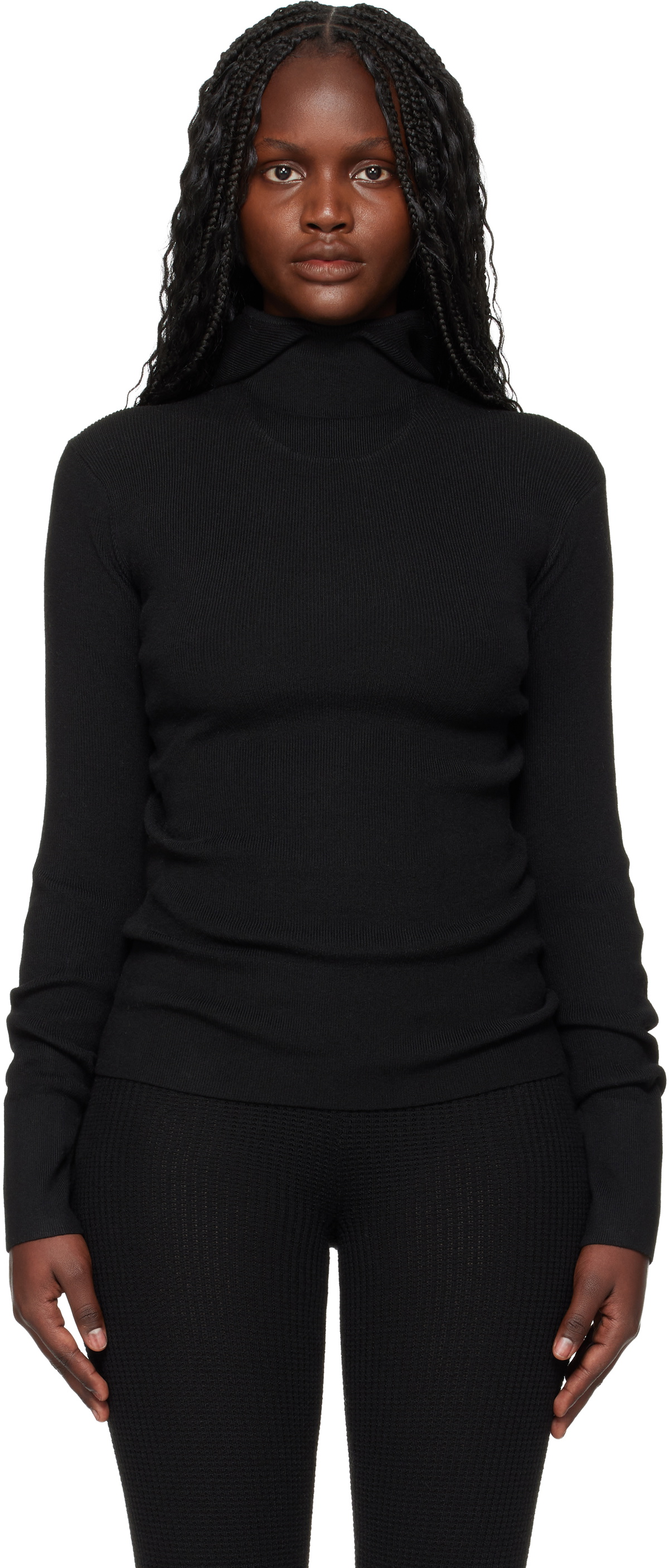 Fear of God ESSENTIALS Black Holiday Rib Long Sleeve Hoodie