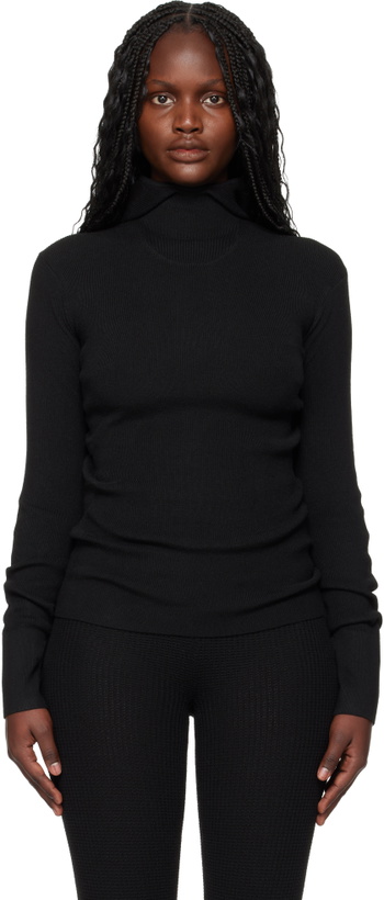 Photo: Fear of God ESSENTIALS Black Holiday Rib Long Sleeve Hoodie