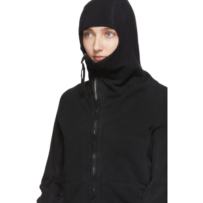 Boris Bidjan Saberi Black Asymmetric Zipper Hoodie