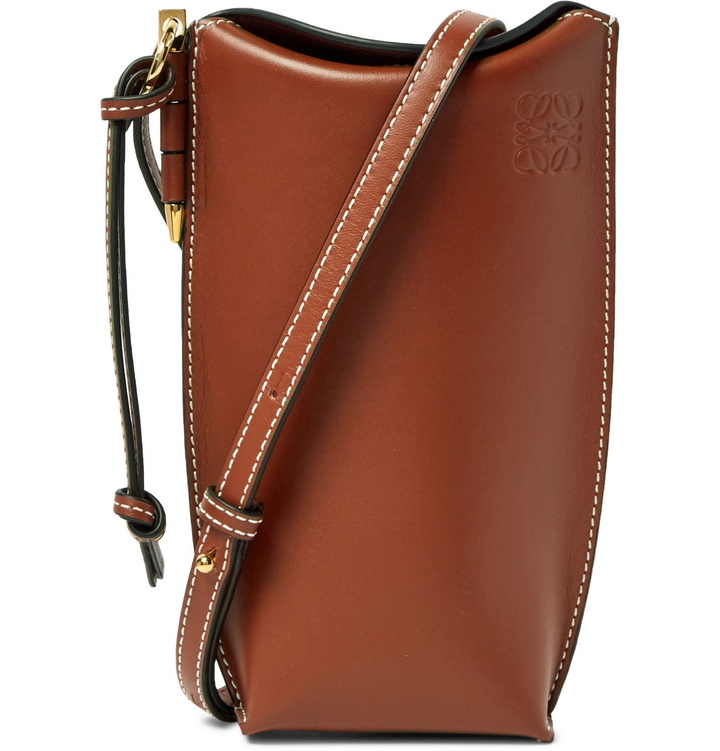 Photo: Loewe - Gate Logo-Debossed Leather Bag - Brown