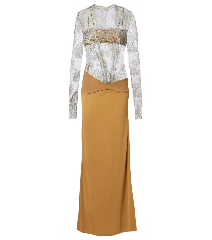 chinese dress ladies Christopher Esber Brown Verner Open Twist Lace Dress