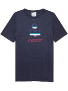 Isabel Marant - Logo-Print Linen-Jersey T-Shirt - Blue