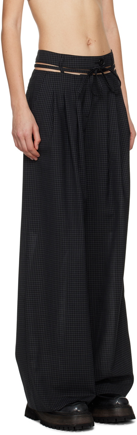 J KOO Black Cut Out Trousers