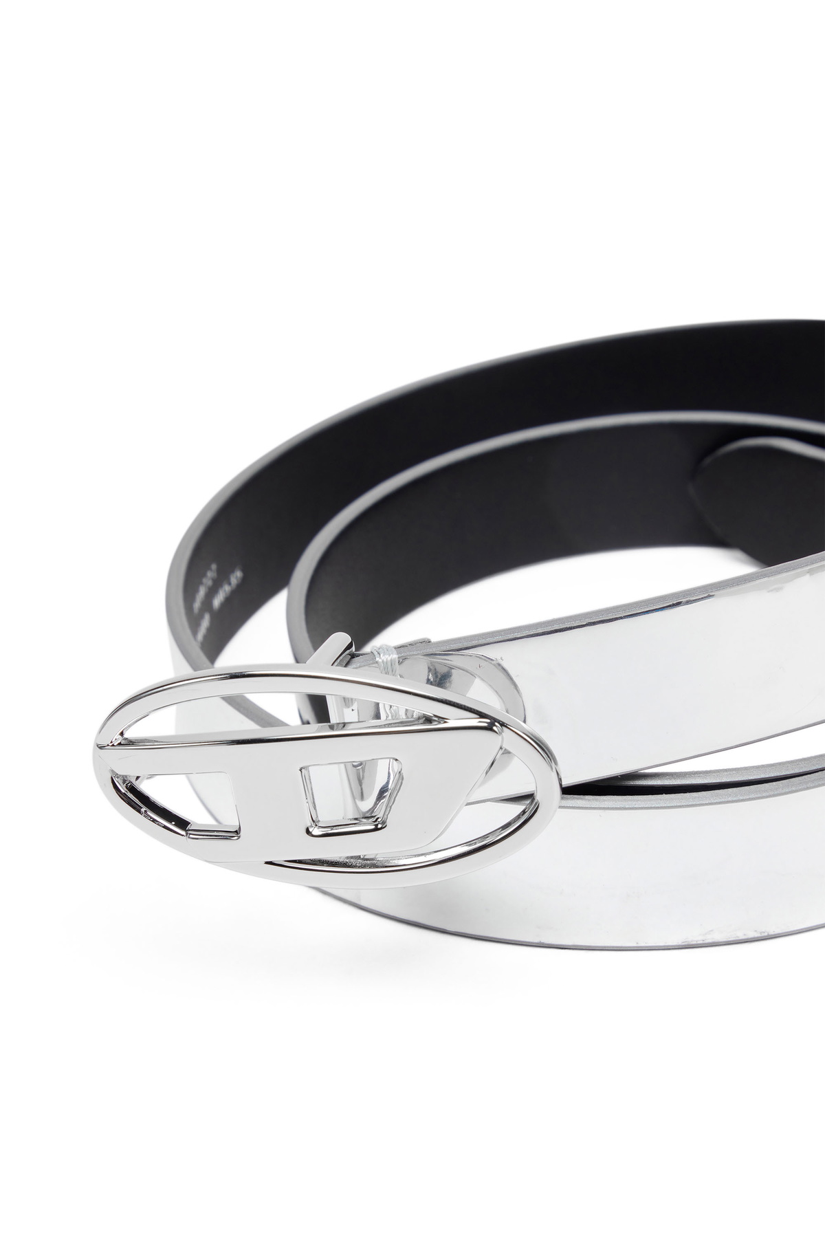 DIESEL☆ Slim belt in glossy leather ホワイト Women's 1.9cm slim leather belt with crystal buckle | White