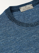 Canali - Slim-Fit Cotton and Linen-Blend Jacquard Sweater - Blue