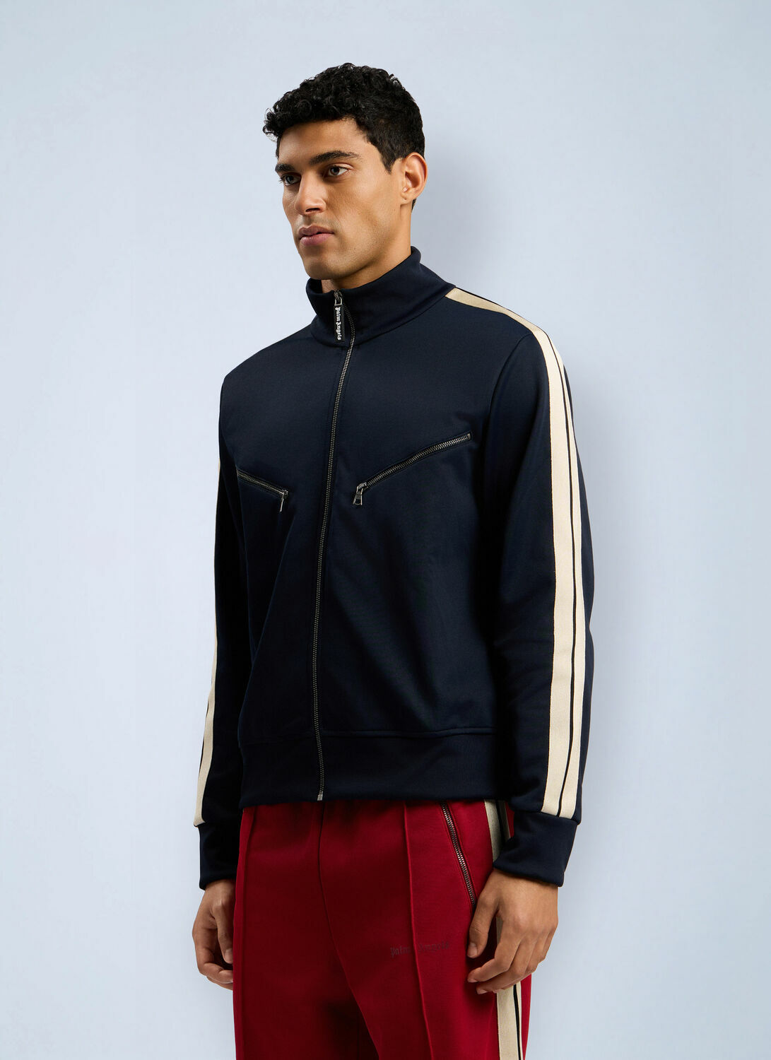 Palm Angels Curved Logo Zip-Up Track Jacket