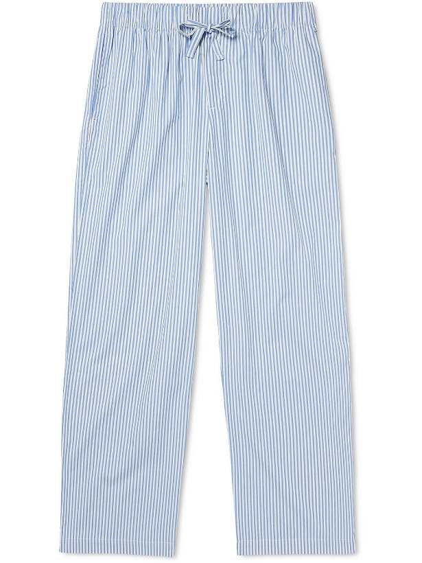 Photo: TEKLA - Striped Cotton-Poplin Pyjama Trousers - Blue