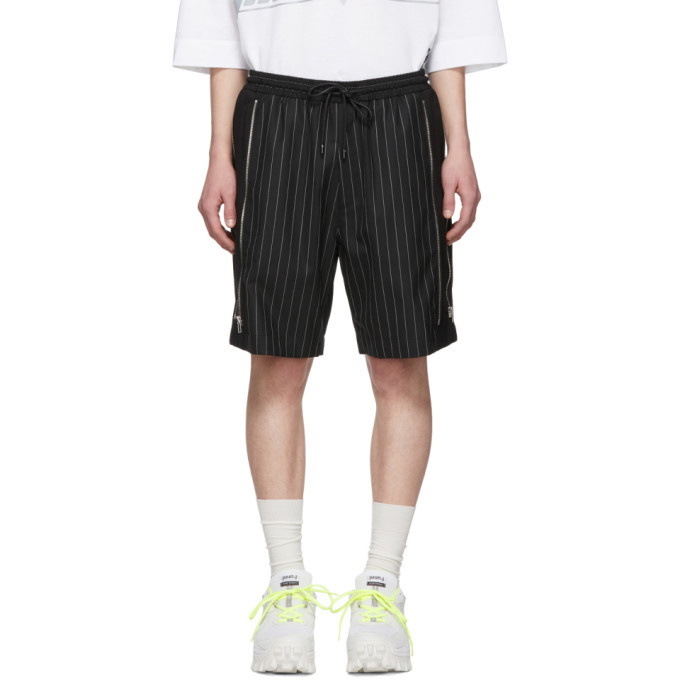 Photo: Juun.J Black Pinstripe Zipper Shorts