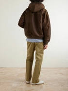 Sacai - Shell-Trimmed Cotton-Blend Jersey Zip-Up Hoodie - Brown