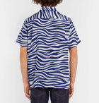 Wacko Maria - Fragment Camp-Collar Zebra-Print Lyocell Shirt - Blue