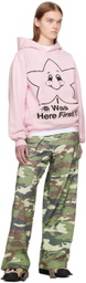 Online Ceramics SSENSE Exclusive Pink Happy Star Hoodie