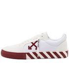 Off-White Men's Low Vulcanised Suede Canvas Sneakers in White/Red