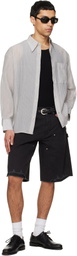 TONYWACK Gray Lyocell Oversized Stripe Shirt