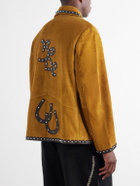 BODE - Carson Studded Leather-Trimmed Suede Jacket - Yellow