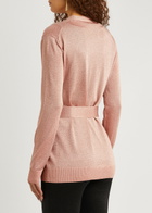 Missoni Belted Metallic-knit Cardigan Light Pink