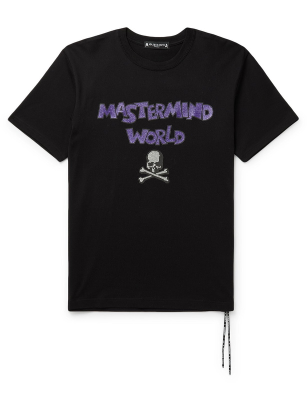 Photo: MASTERMIND WORLD - Printed Cotton-Jersey T-Shirt - Black