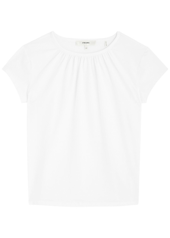 Photo: Frame The Gathered Stretch-cotton T-shirt White