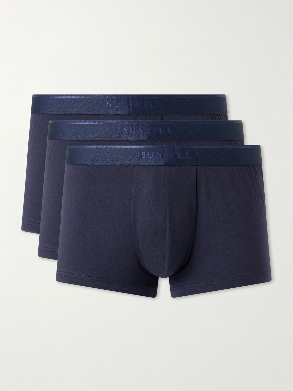 Sunspel - Three-Pack Stretch Cotton-Blend Jersey Boxer Briefs - Blue