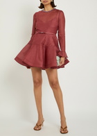 Zimmermann Alchemy Belted Linen-blend Mini Dress Dark Red