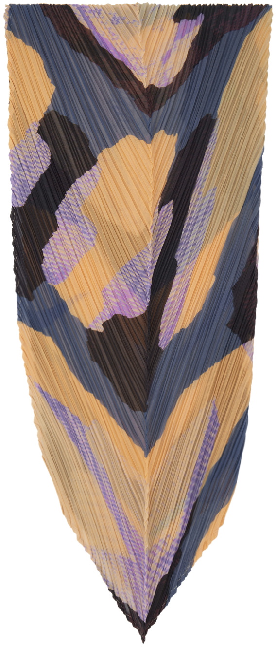 PLEATS PLEASE ISSEY MIYAKE Navy & Yellow Meteorite Scarf PLEATS PLEASE ISSEY MIYAKE Navy & Yellow Meteorite Scarf