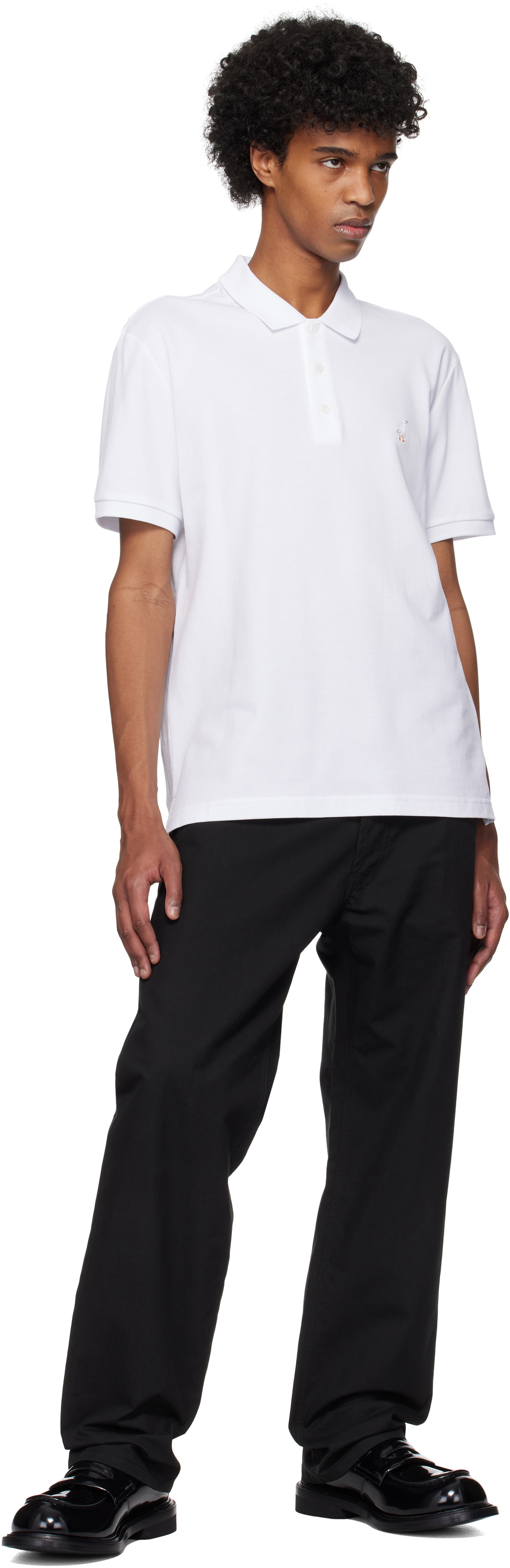 Moschino White Goose Embroidery Polo