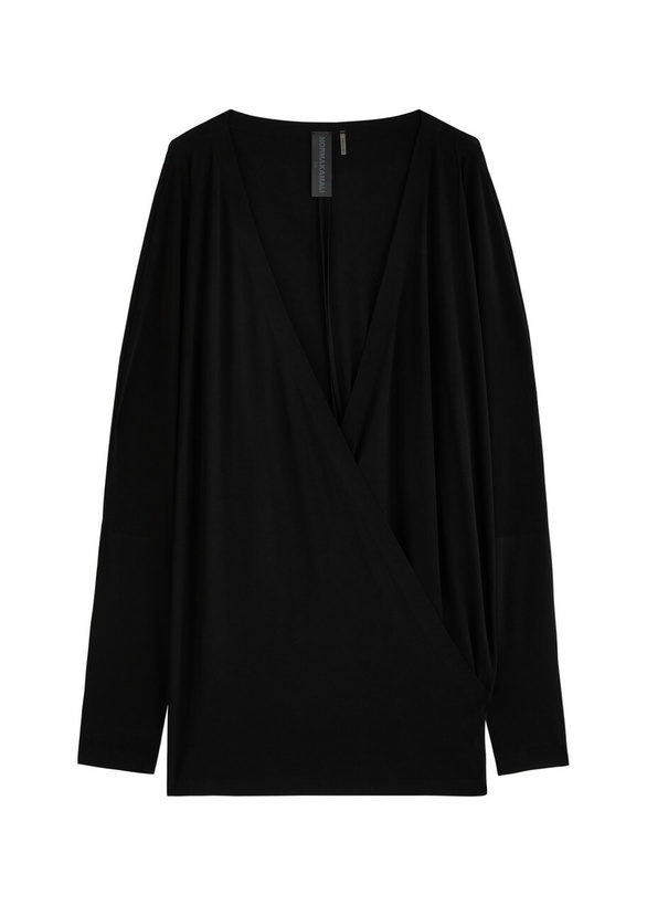 Photo: Norma Kamali Stretch-jersey Mini Wrap Dress Black