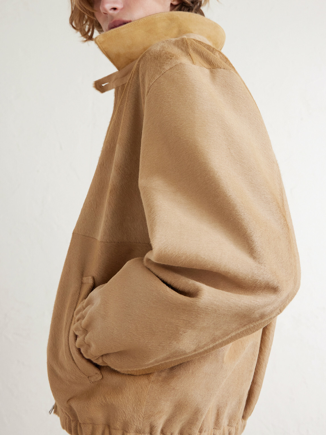 Auralee - Panelled Calf Hair Blouson Jacket - Neutrals