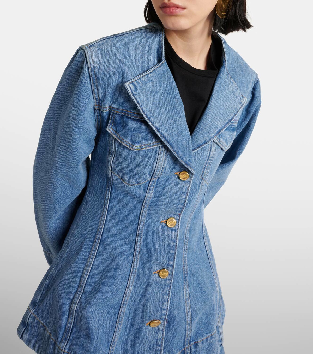 Rinse Rinse Denim Fitted Blazer | GANNI US