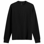 BEAMS Men's Waffle Crew Neck Sweatshirt in Black