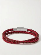 TOD'S - Woven Leather and Silver-Tone Bracelet - Red