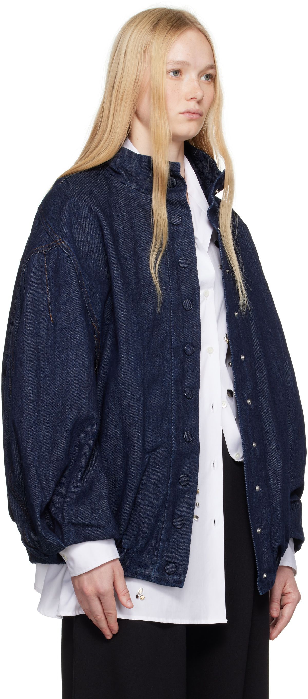 Dries Van Noten Navy Press-Stud Denim Jacket