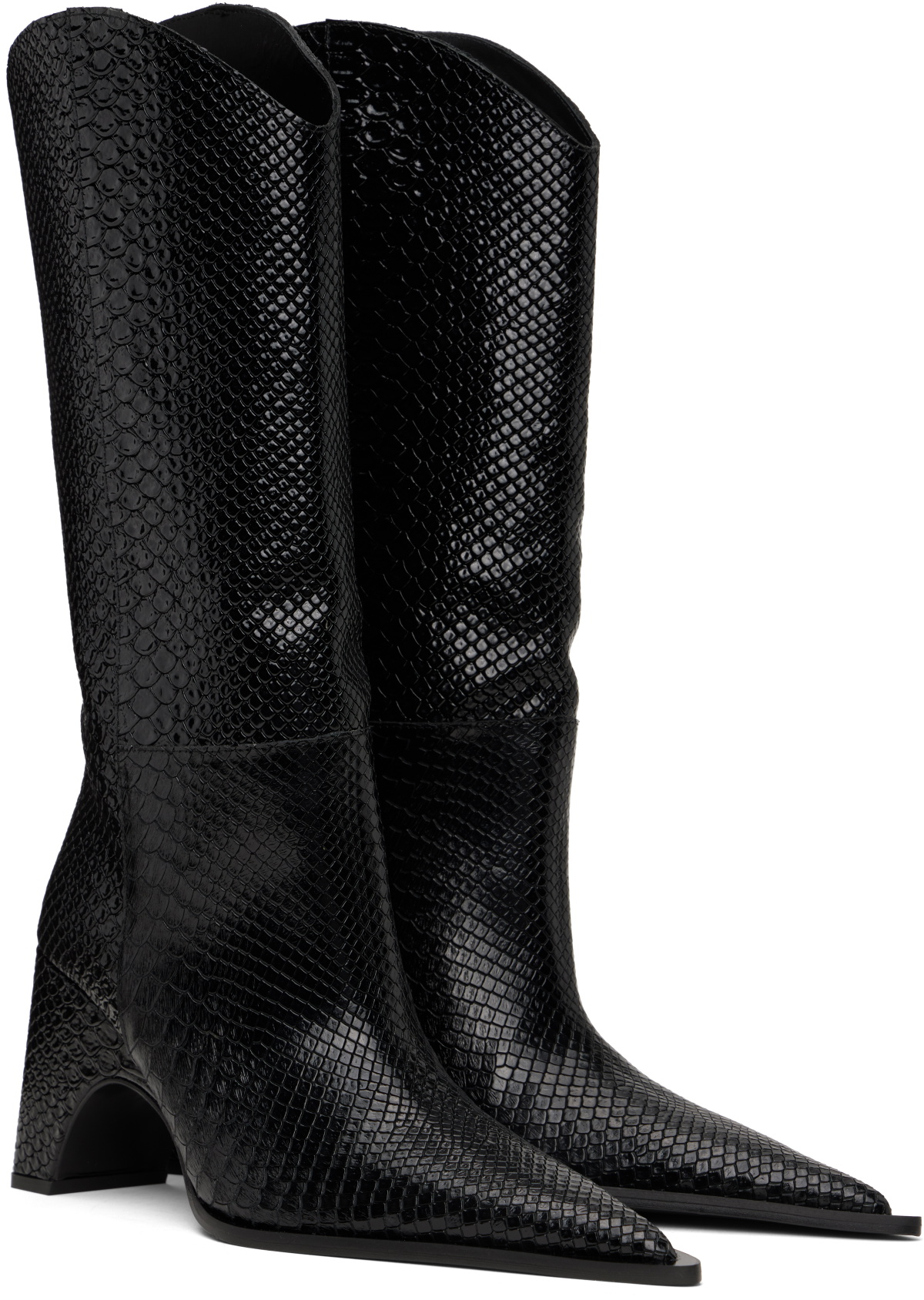 Coperni Black Python Embossed Bridge Cowboy Boots