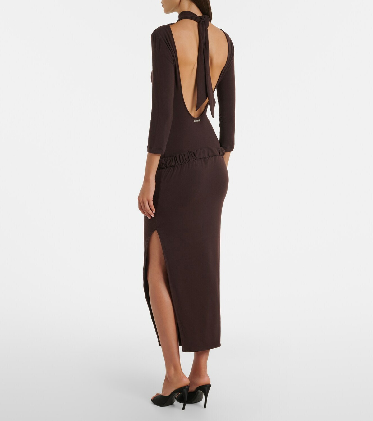The Attico Draped open-back jersey midi dress