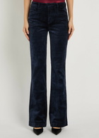 Paige Laurel Slim Flared-leg Velvet Trousers Navy