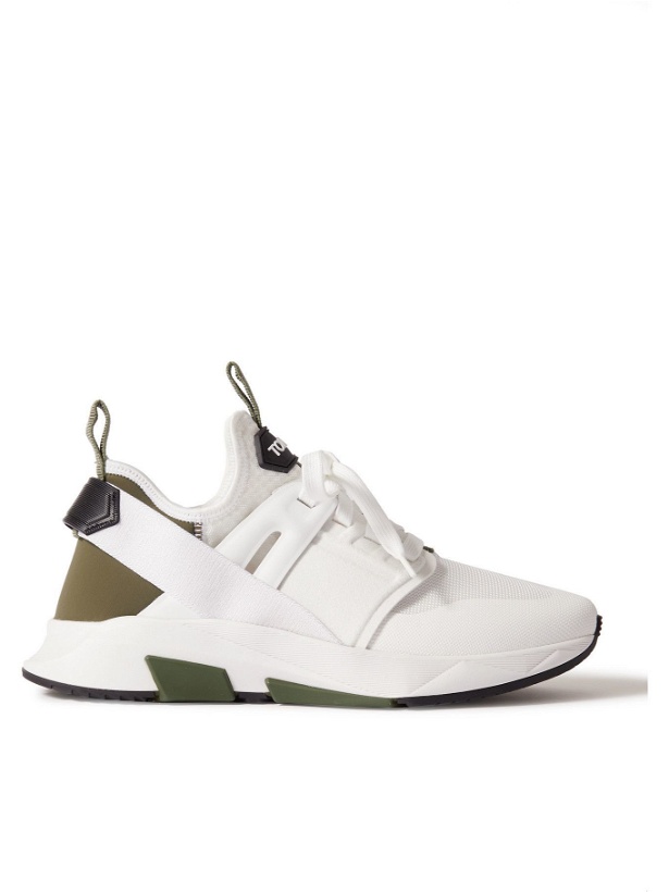 Photo: TOM FORD - Jago Neoprene, Suede and Mesh Sneakers - White