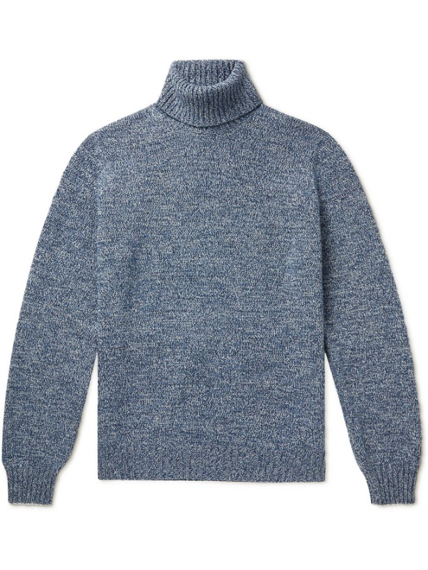 Photo: BRUNELLO CUCINELLI - Wool, Cashmere and Silk-Blend Rollneck Sweater - Blue