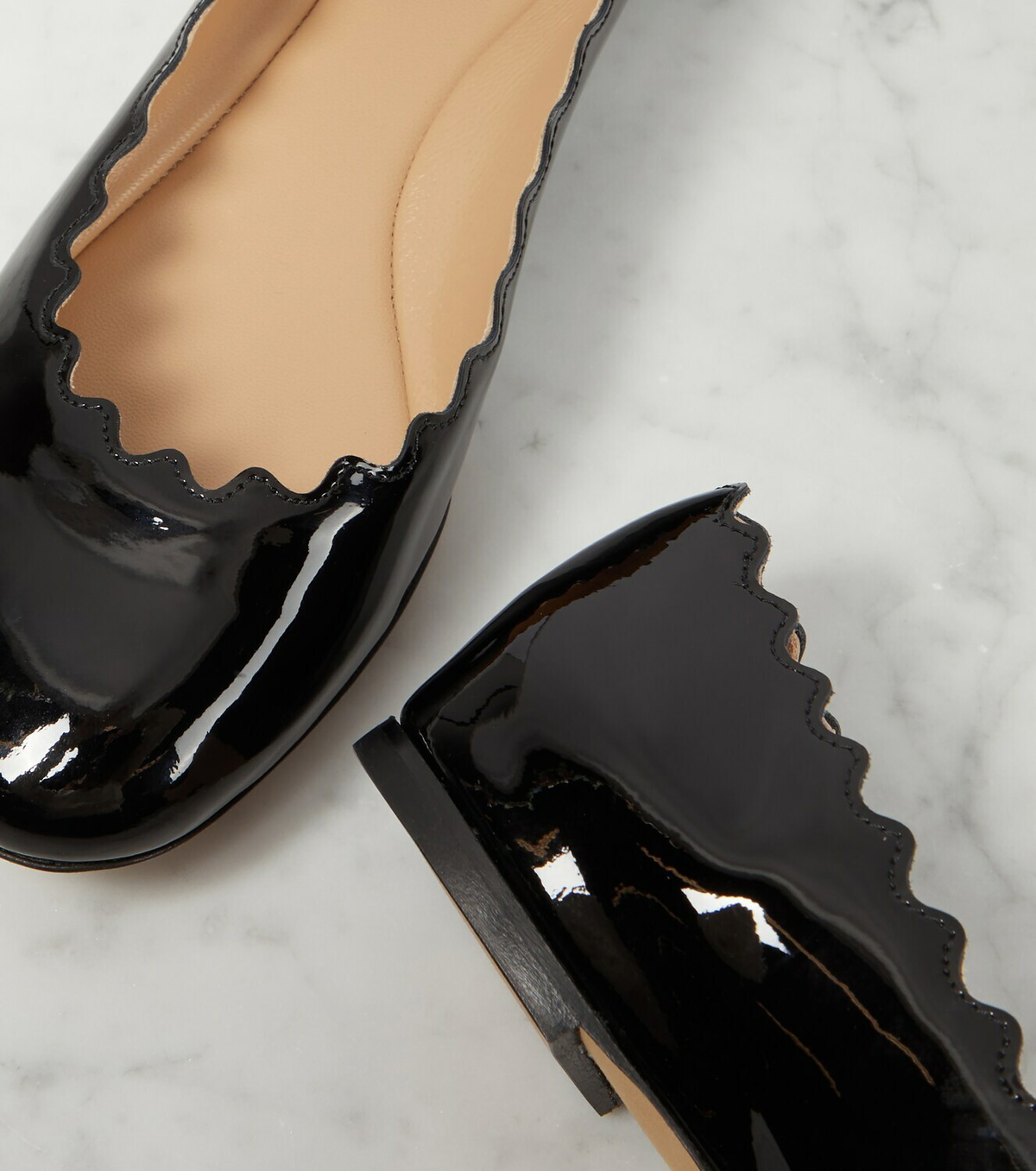 Chloe LAUREN  バレリーナ フラット  ブラック 37 Lauren leather ballet flats in black - Chloe | Mytheresa