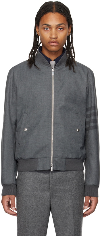 Photo: Thom Browne Gray 4-Bar Jacket