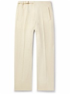 Zegna - Calcare Straight-Leg Belted Oasi Linen Trousers - White