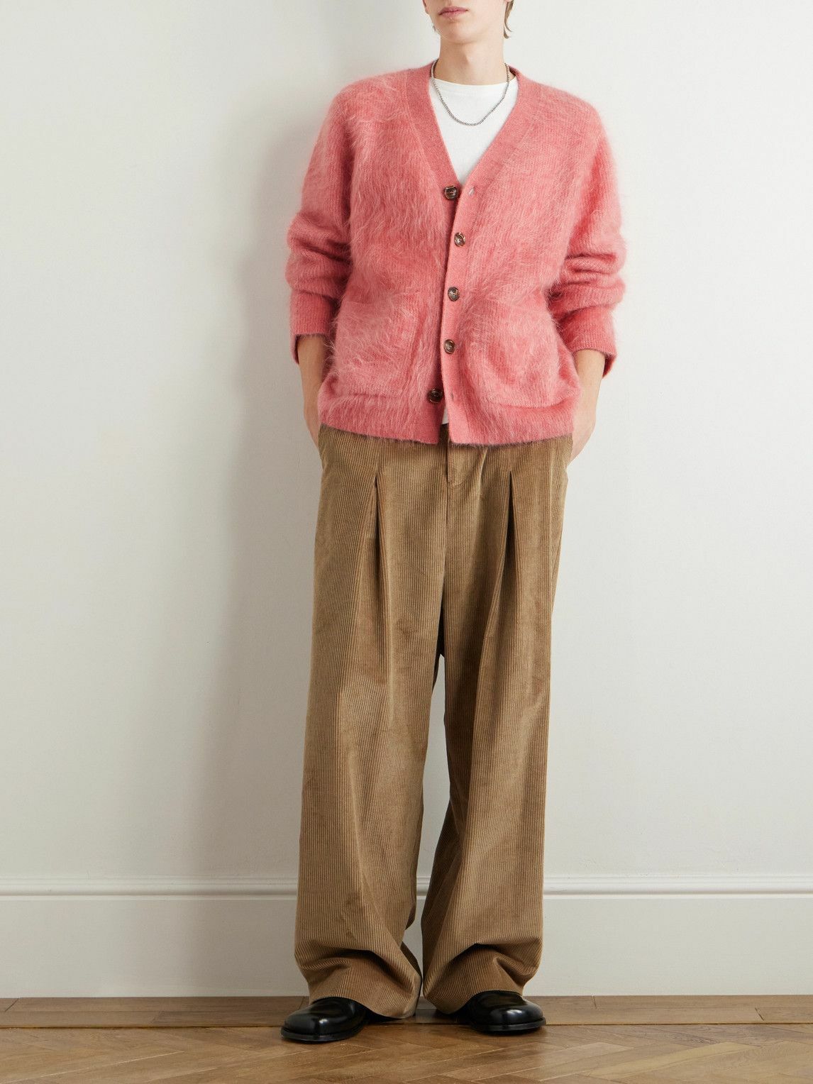 Séfr - Kaito Ribbed Brushed Mohair-Blend Cardigan - Pink