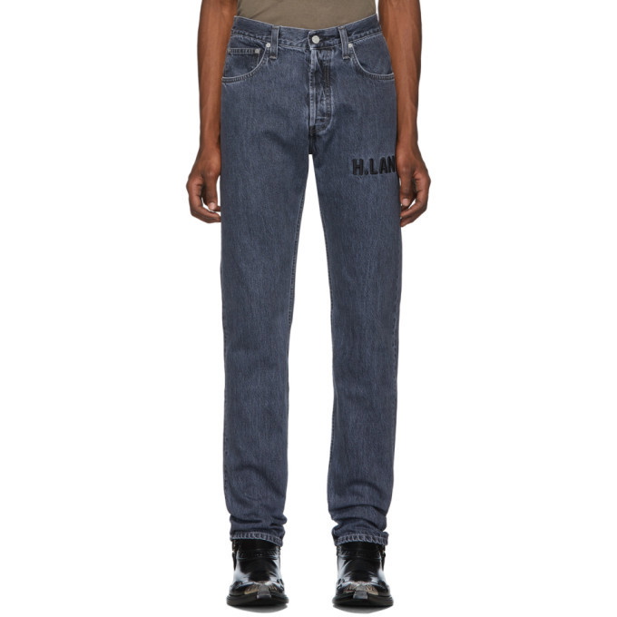 Photo: Helmut Lang Grey Embroidered Masc Hi Straight Jeans