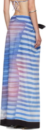 Jean Paul Gaultier Blue Pareo Printed Air Cover-up Skirt