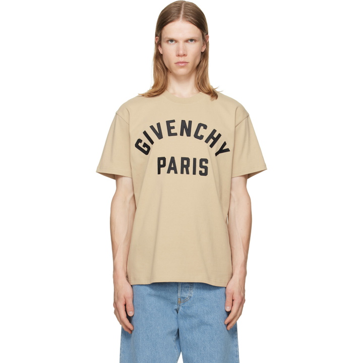 Photo: Givenchy Beige 'Givenchy Paris' Cotton T-shirt