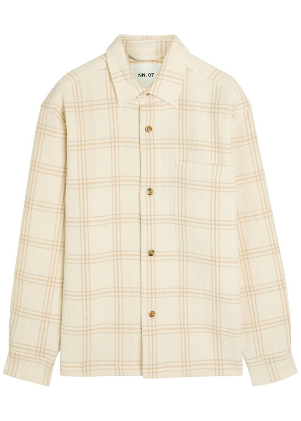 Photo: NN07 Adwin Checked Cotton-blend Overshirt White