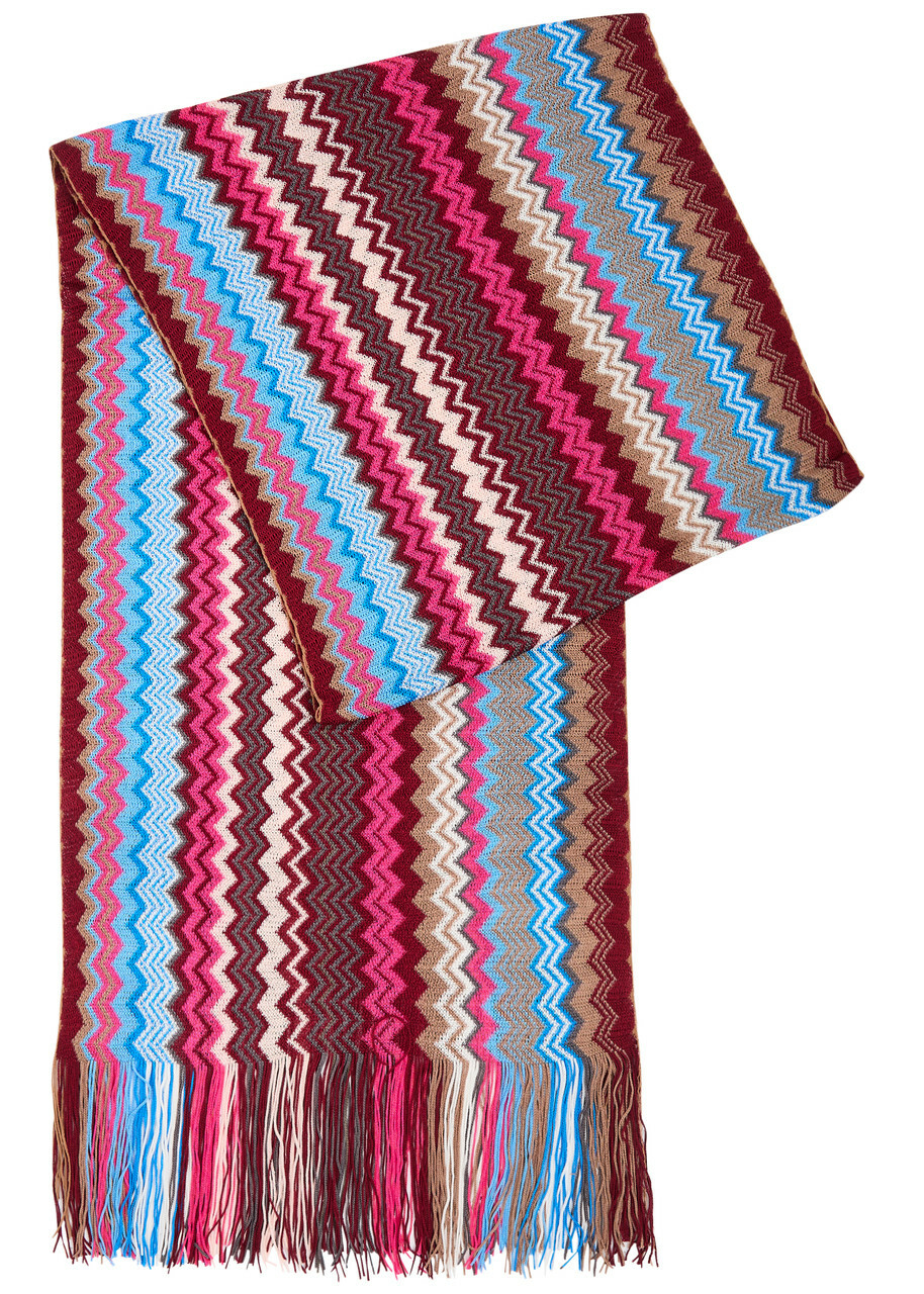 Missoni Zigzag-intarsia Fine-knit Scarf - Pink - One Size Missoni