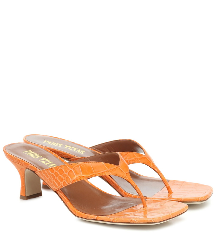 Photo: Paris Texas - Croc-effect leather thong sandals