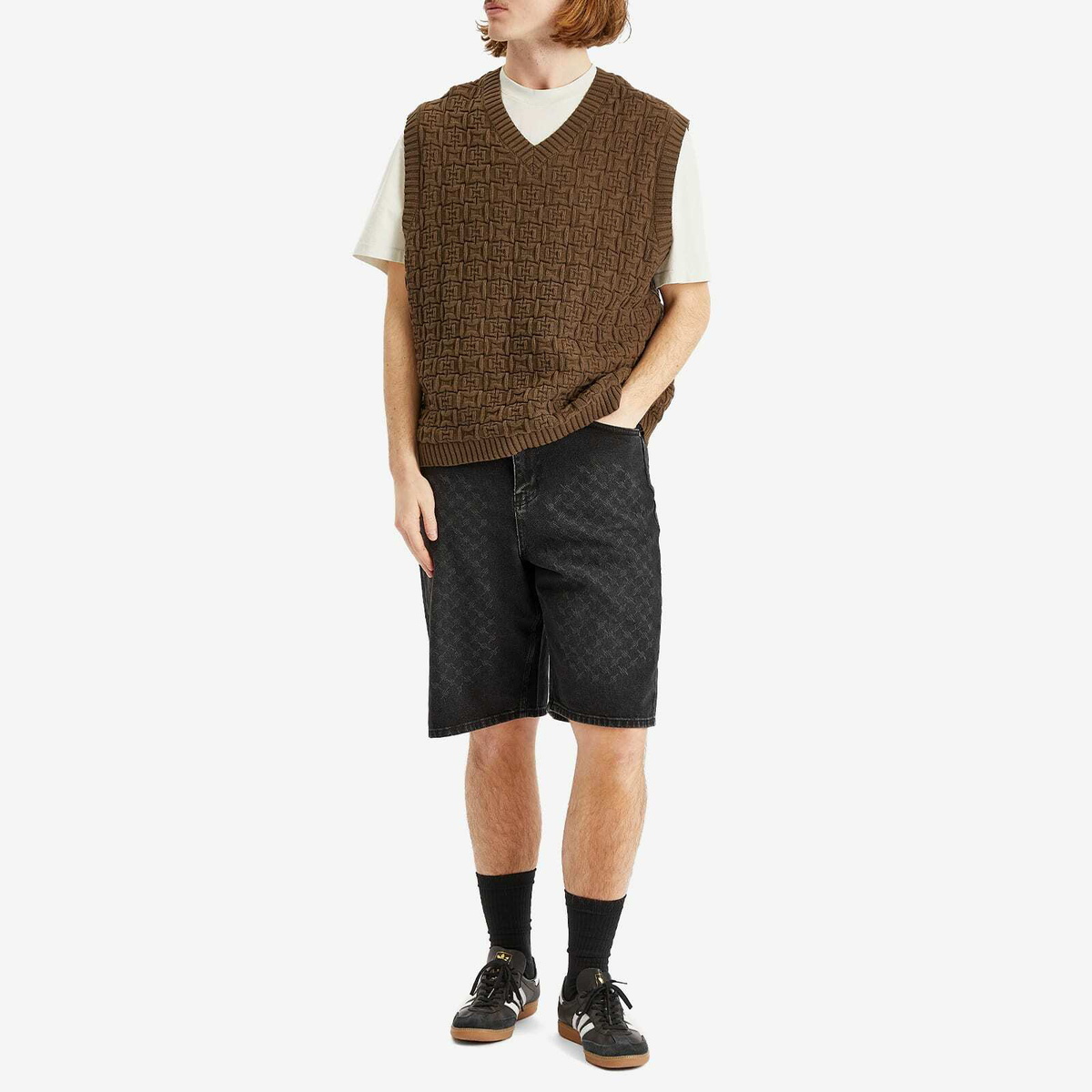 Daily Paper Men's Laser Monogram Denim Shorts in Black