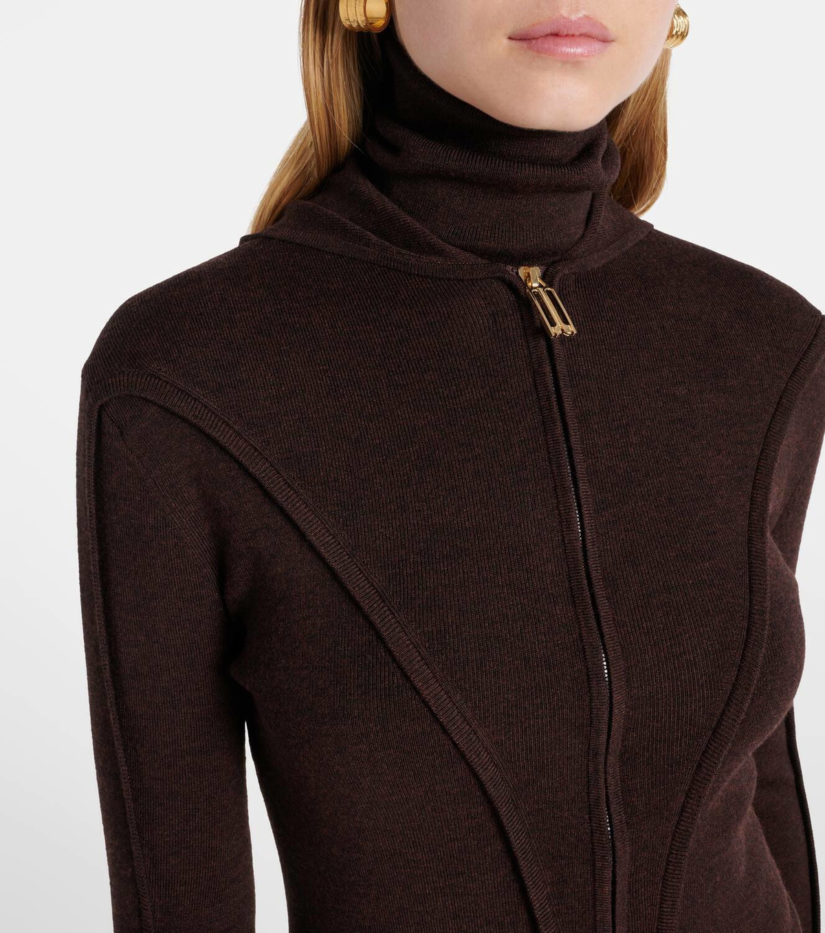 Victoria Beckham Wool-blend jersey zip-up hoodie